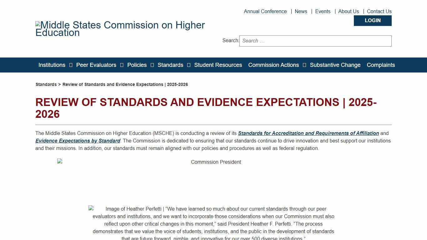 Review of Standards and Evidence Expectations 2025-2026 - Middle States Commission on Higher Education